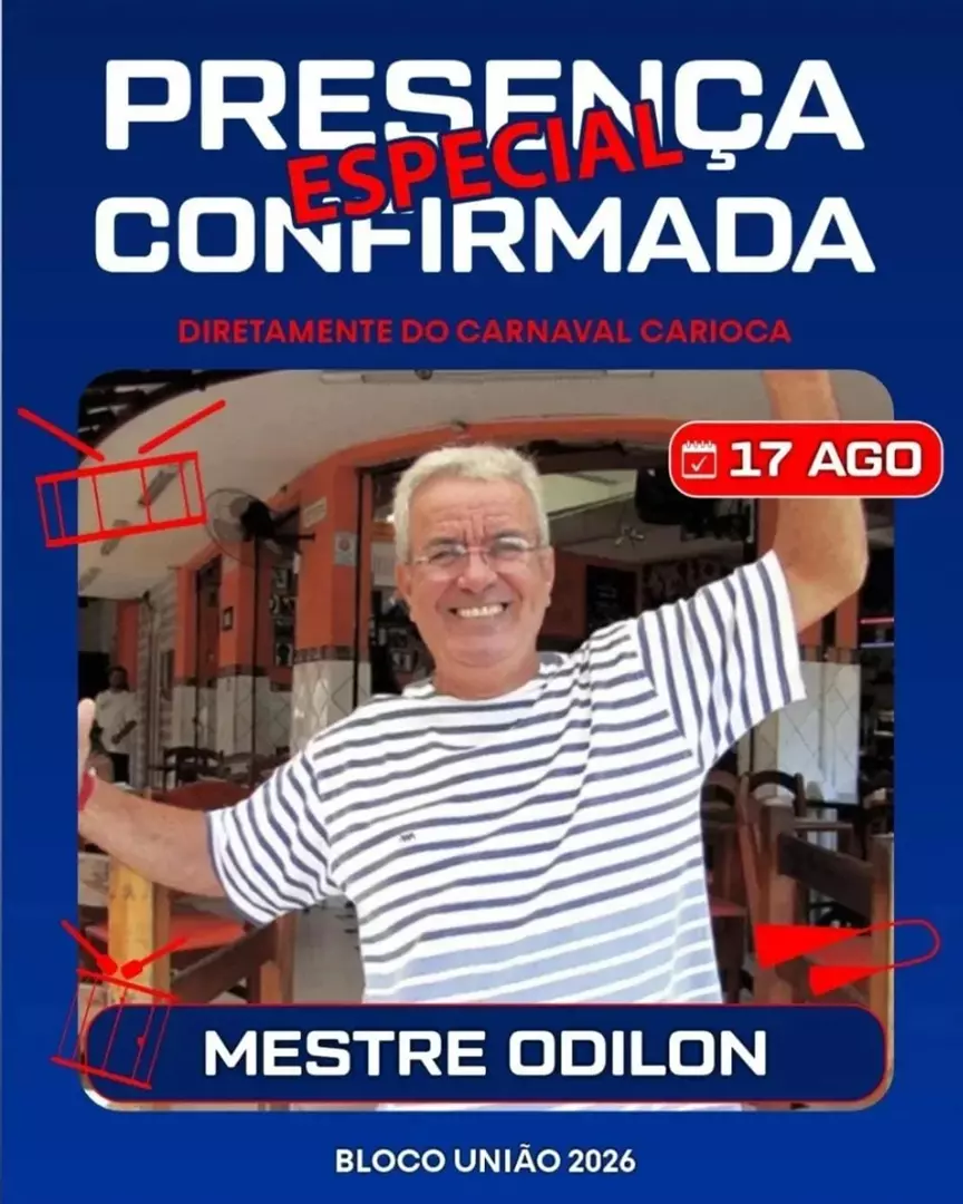 BLOCO UNIÃO FARÁ OFICINA DE PERCUSSÃO E AULÃO COM MAESTRO ODILON DIA (17) DE AGOSTO